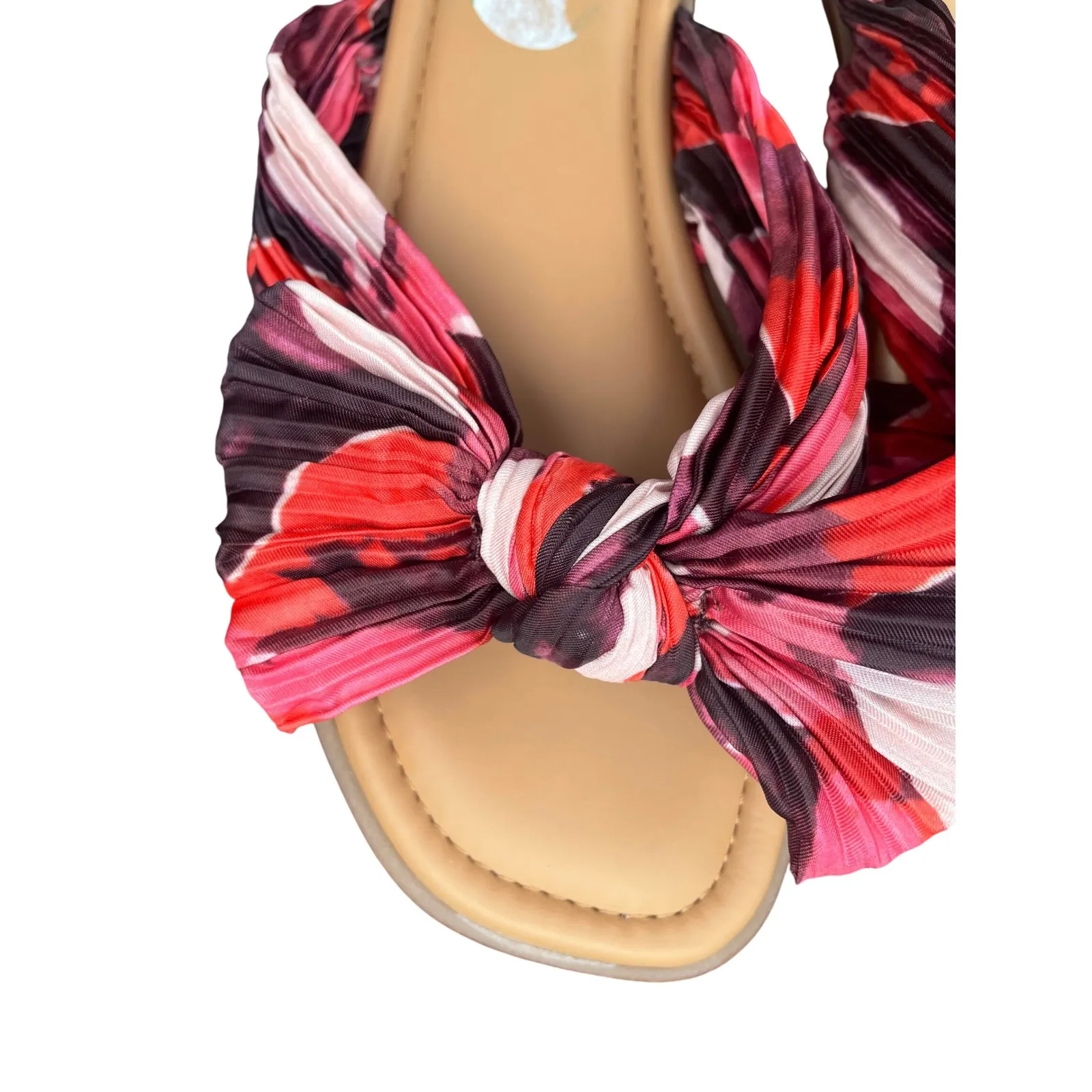 Kenzie Renata slides women's size 8‎ bow detail burgundy floral - Image 5