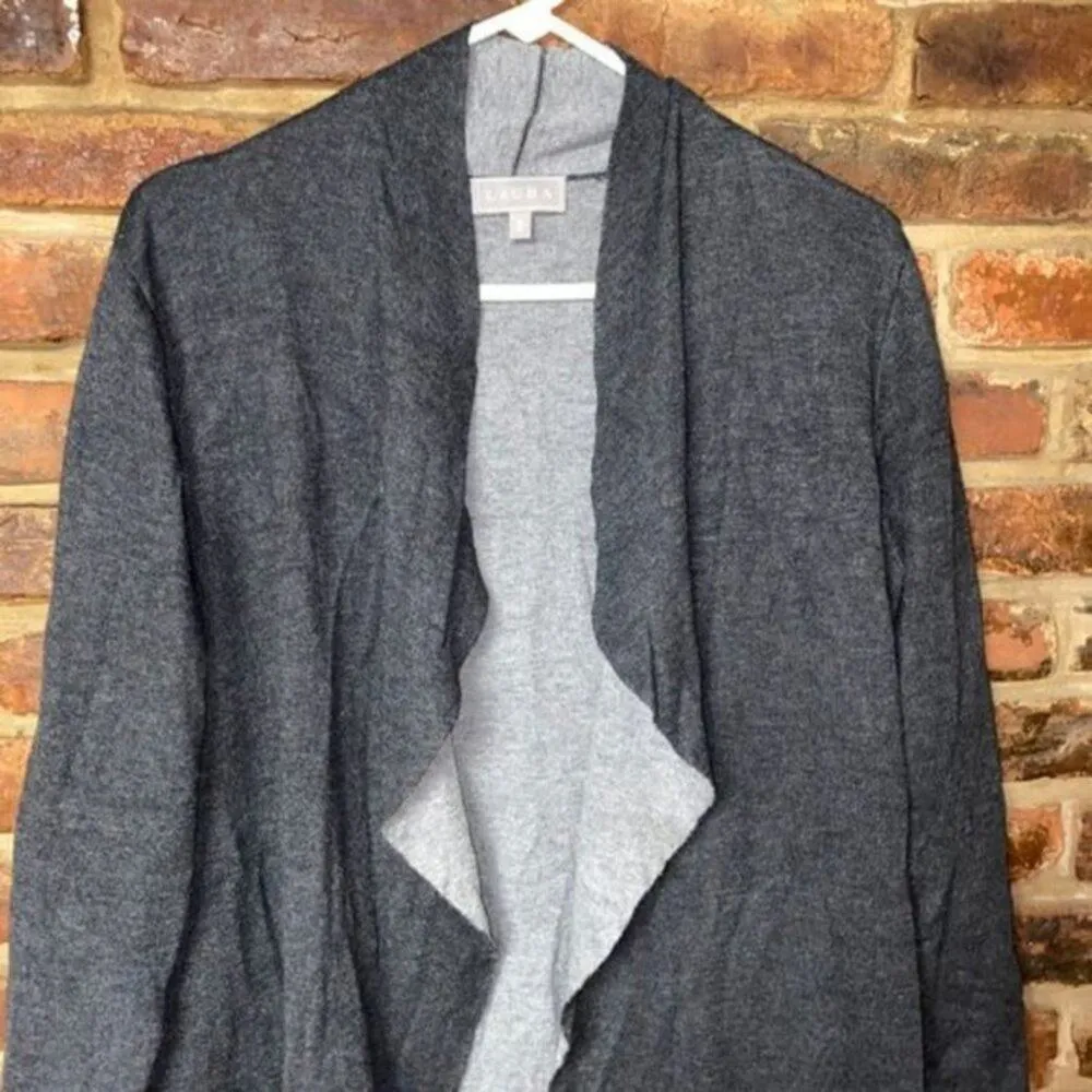 Laura Open Front Asymmetrical Cardigan Sweater Women's Size Medium Gray - Image 2