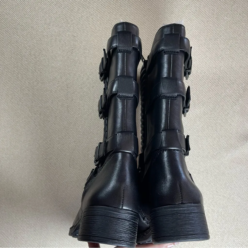 Arturo Chiang AT-Sacha Black Leather Moto
Biker Boots Soft Grain Sheep Size 6M - Image 3
