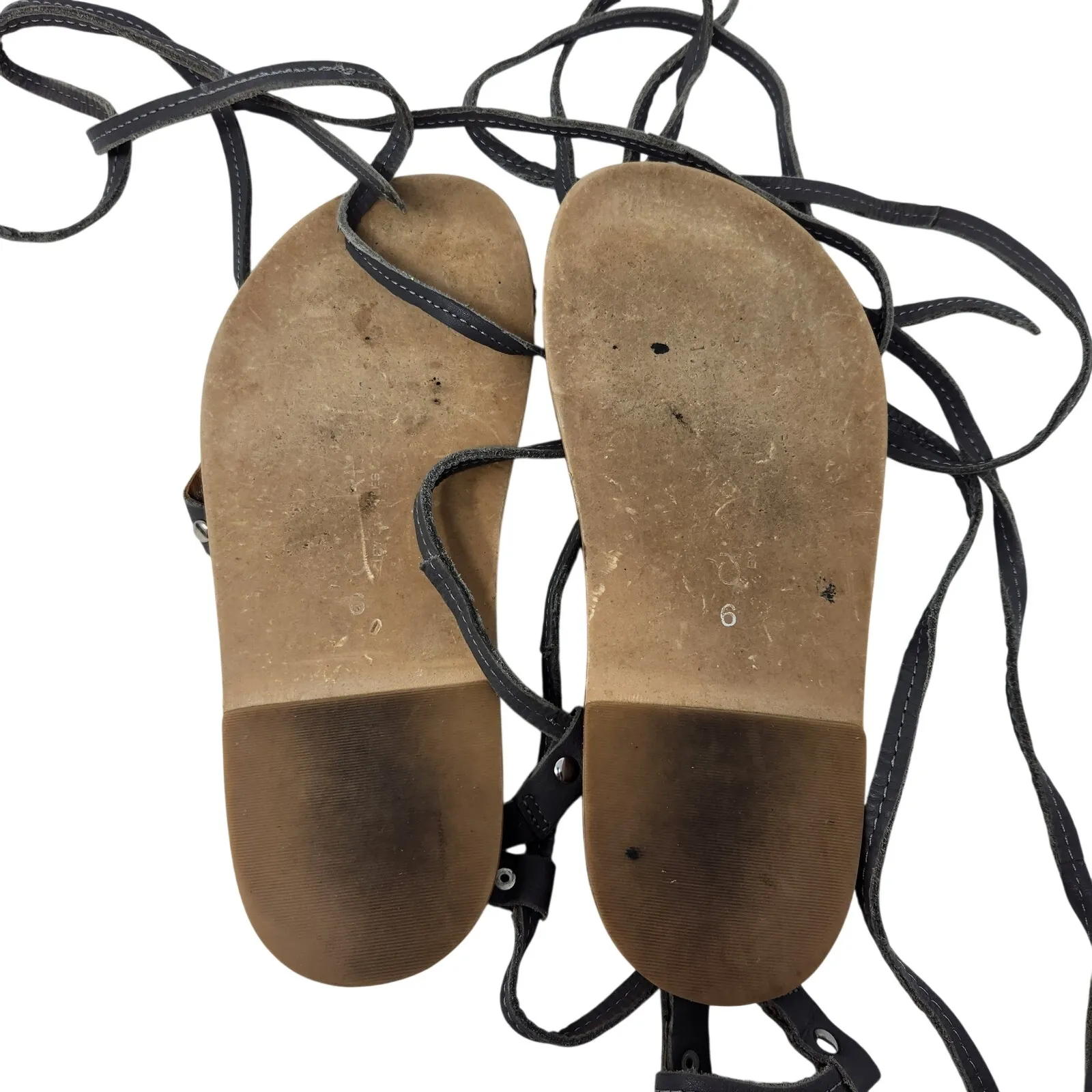 Charles By Charles David Gray Leather Strappy Steeler Gladiator Sandals Size 6 - Image 7