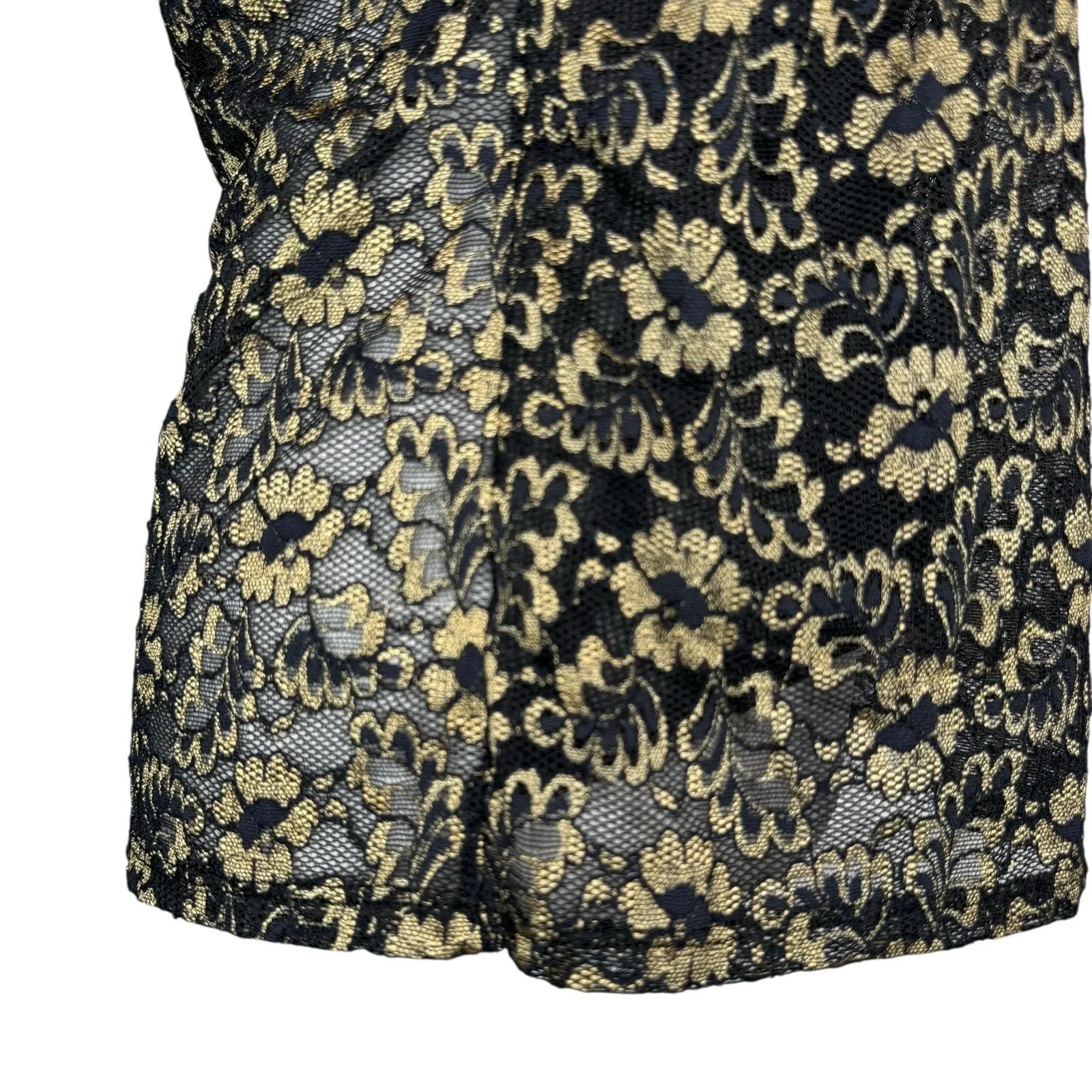 Vintage 90s Martha's Vineyard‎ Black Gold Lace Top M Whimsigoth Dark Fairy Rare Size M - Image 4