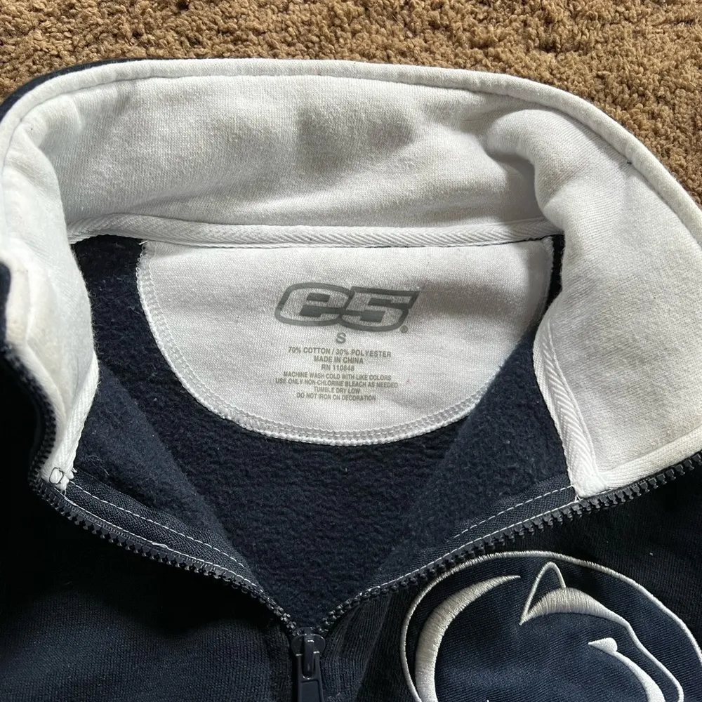 Penn State Embroidered Quarter Zip Navy Blue Sweatshirt - Image 3