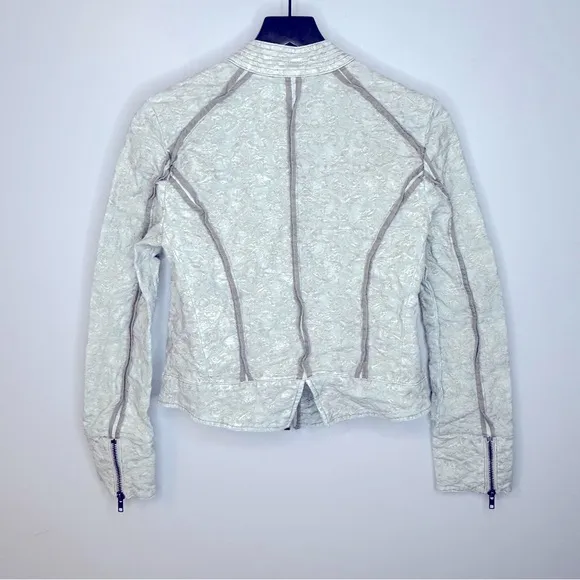 Free People Follow The Flock‎ Jacquard Moto Jacket Size 8 - Image 5