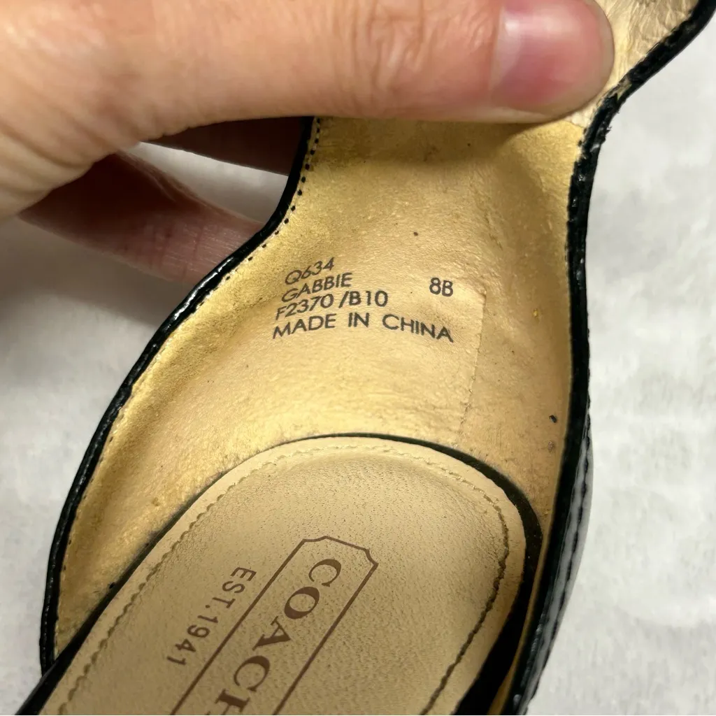 Coach Gabbie Black Perforated Wedge Sandals 2 Ankle Strap Buckle Womens Size 8 - Image 7