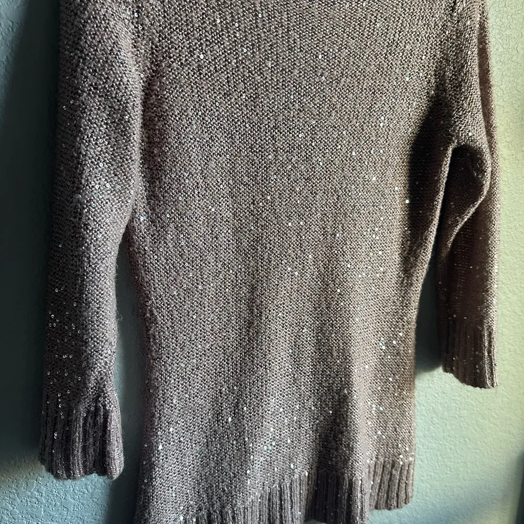 Max edition 🤎 Tan Brown V-Neck Sequin Quarter Sleeve Sweater - Image 6