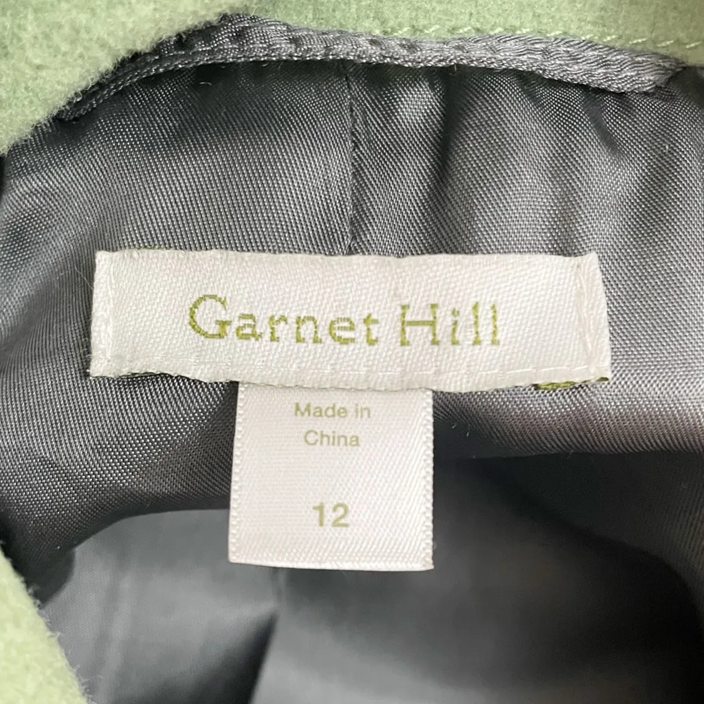 Garnet Hill Green Wool Pea Coat Jacket Women’s Size 12 Double Breasted Spring - Image 8
