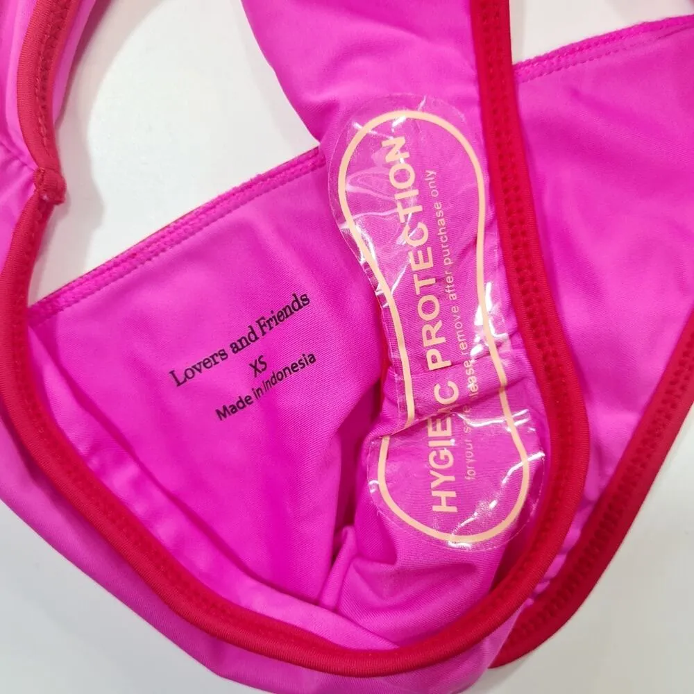 Lovers and Friends Cross My Heart One Piece in Hot Pink & Red XS - Image 5