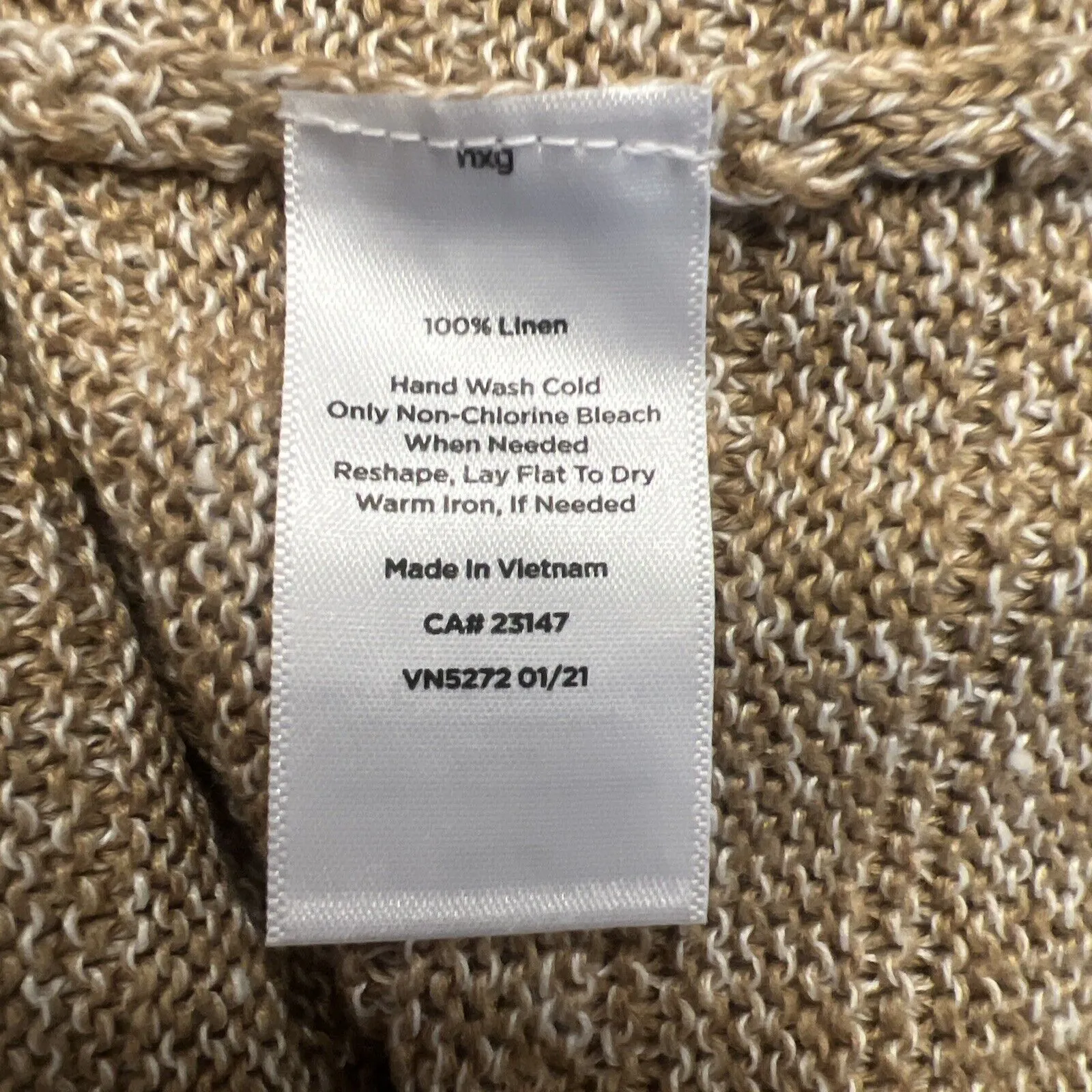 Talbots Sweater Womens‎ Small Tan 100% Linen Neutral Preppy Minimalist Coastal - Image 7