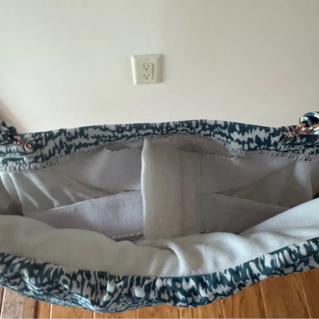 Raisins Curve Tankini Swim Top Women’s 14W Blue White Pattern Ruched Sides - Image 5