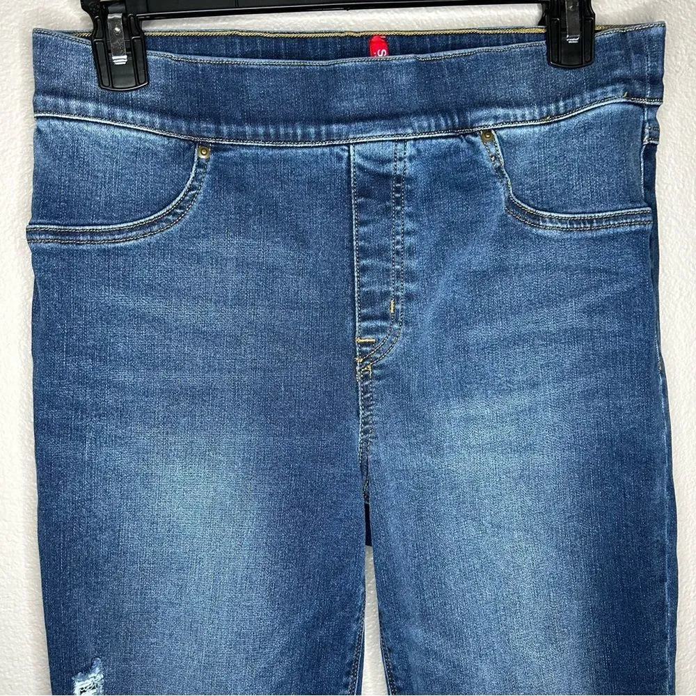 Distressed high waisted shapewear ankle skinny jeans size large - Image 3