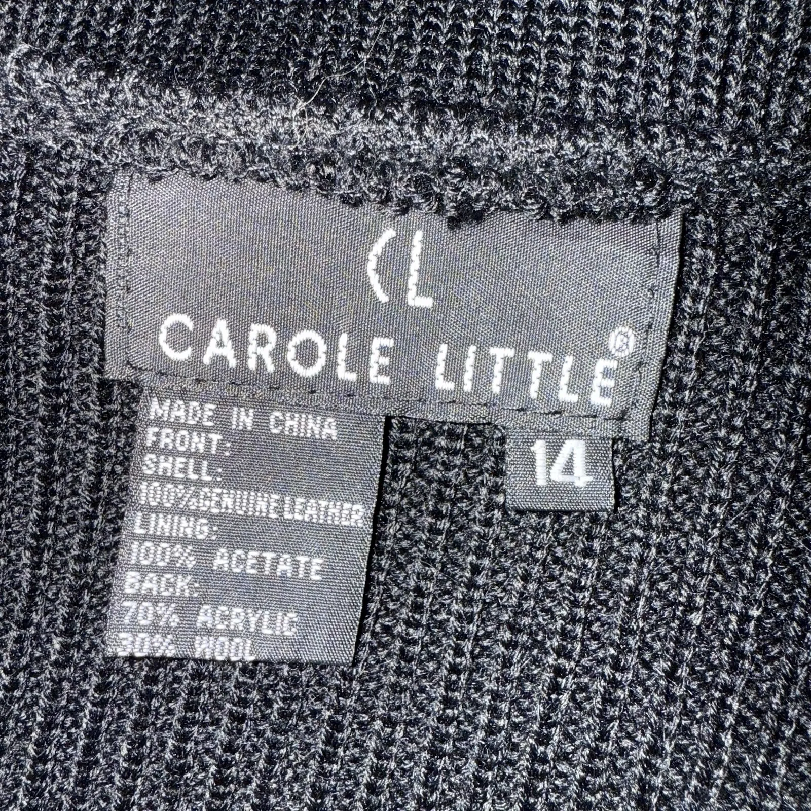 Vintage Carole Little Street Wear Black Leather Vest Knit Sweater Back Large - Image 8