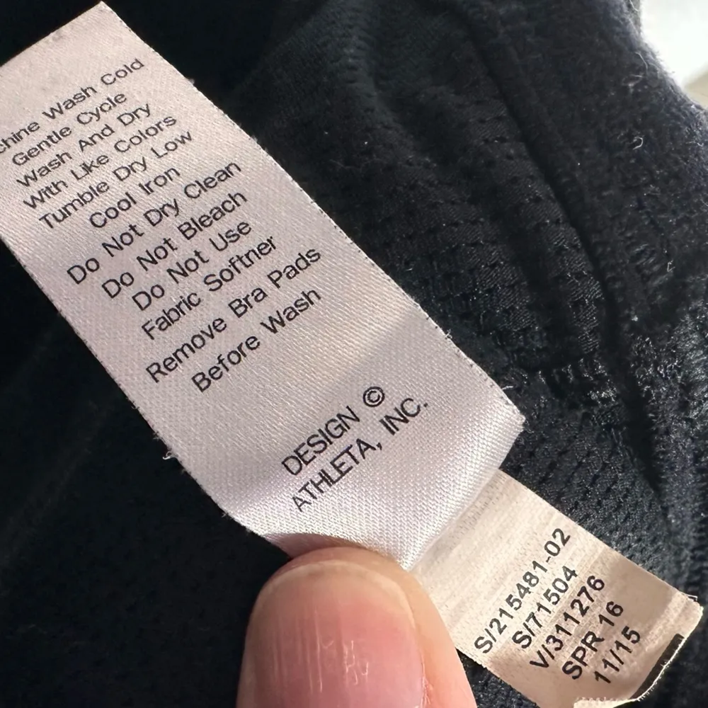 Athleta Sports Bra Black Mesh Details Thin Strap Racerback S Running Gym Workout - Image 7