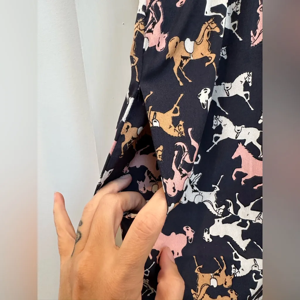 Anthropologie Porridge Petaluma Sundress Horse Equestrian Print Polka Dot Size L Blue Size L - Image 7
