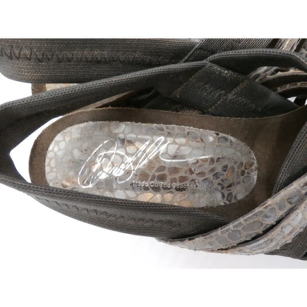 Donald J Pliner Copper Metallic Leather Wedge Sandals 8N Becky Animal Print Brown Size undefined - Image 4