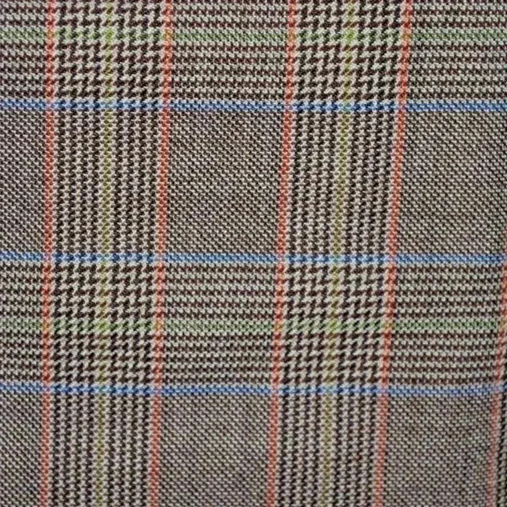 Vintage Carlisle Felicity Wool Brown Orange Plaid Ruffle Pencil Skirt Size 6 - Image 4