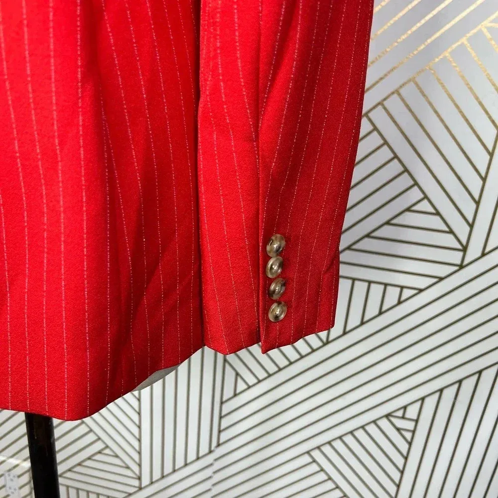 C/MEO Collective Go From Here Double Breasted Red Pinstripe Blazer Size US Small - Image 9
