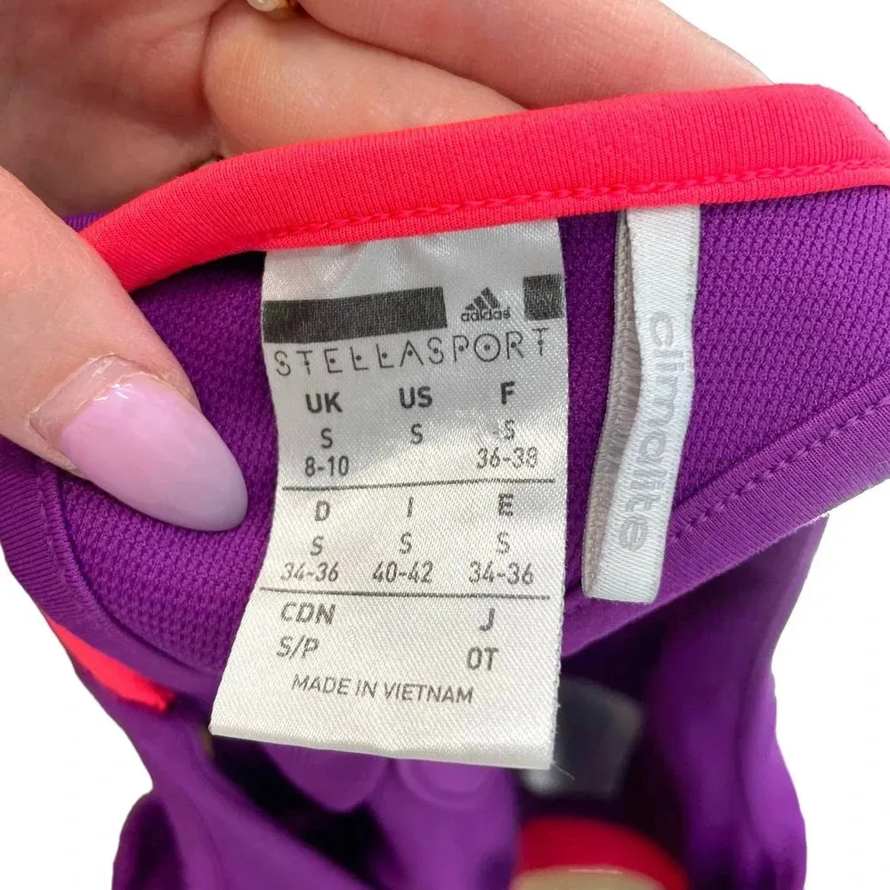 Adidas Stellasport Stella McCartney Sports Bra Logo Purple Pink Size Small - Image 8
