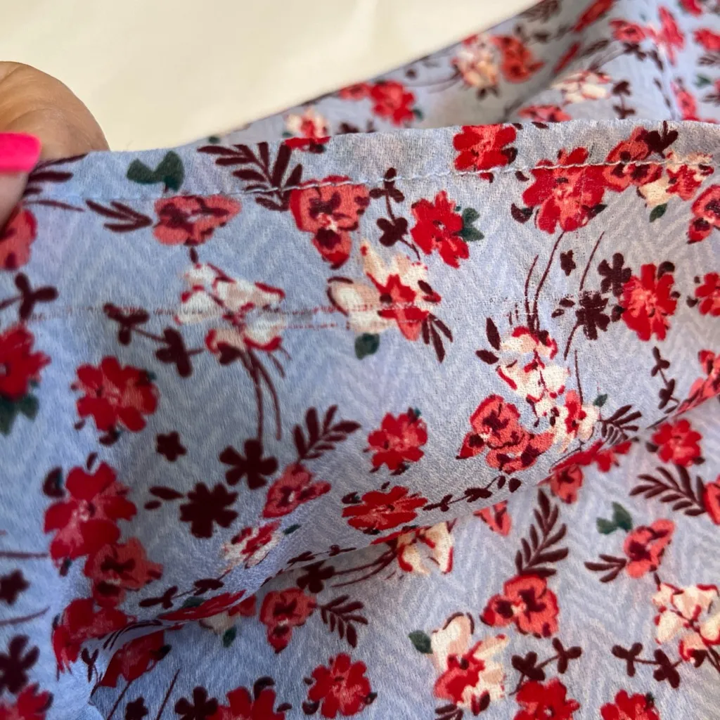 Liz Claiborne Floral Blouse with Ruffled Bell Sleeves Women LG Multicolored‎ - Image 9