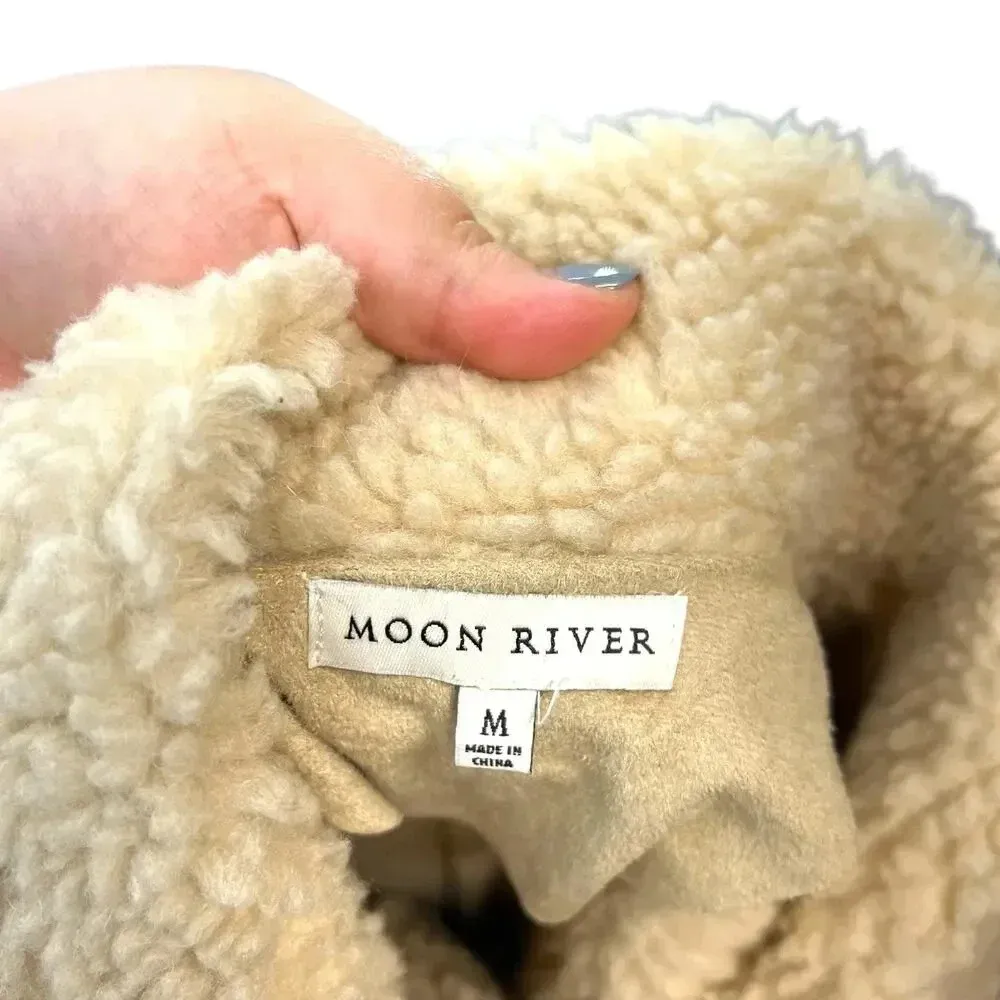 Moon River Borg Lined Duffle‎ Coat Faux Suede Sherpa Penny Lane Size Medium - Image 14