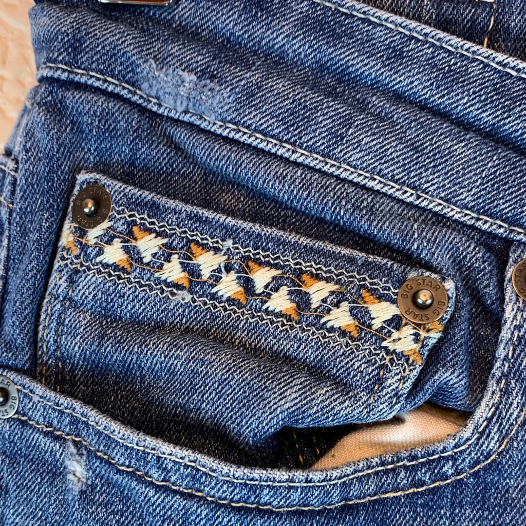 Big Star 1974 women’s Rikki low rise jean sz 32 cropped western boho medium wash Blue - Image 8