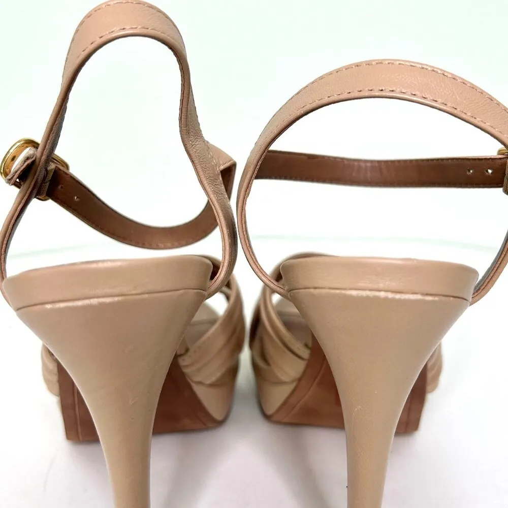 BCBG Max Azria Ravil Criss Cross Platform Sandal in Almond Size 8 *NWOB* - Image 9