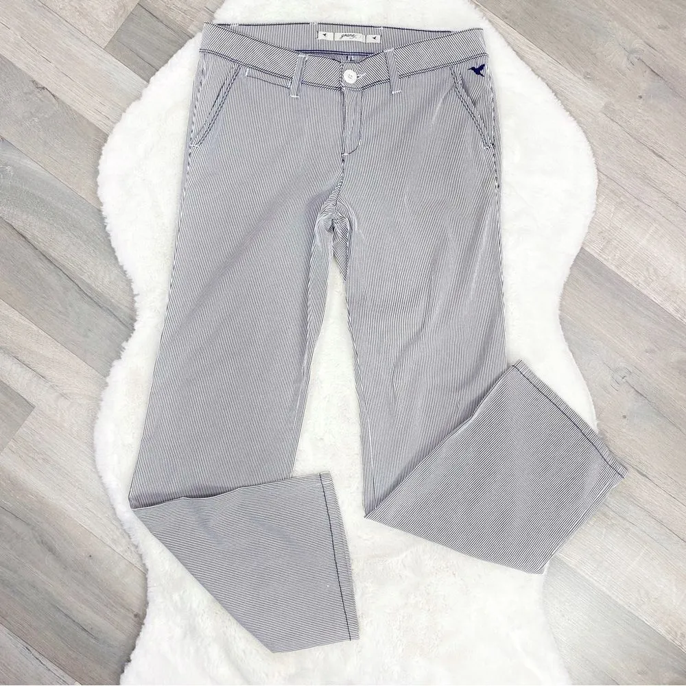 Grane Y2K Seersucker Stripe Low Rise Wide Leg‎ Trouser Pants Blue White Juniors Size undefined - Image 2