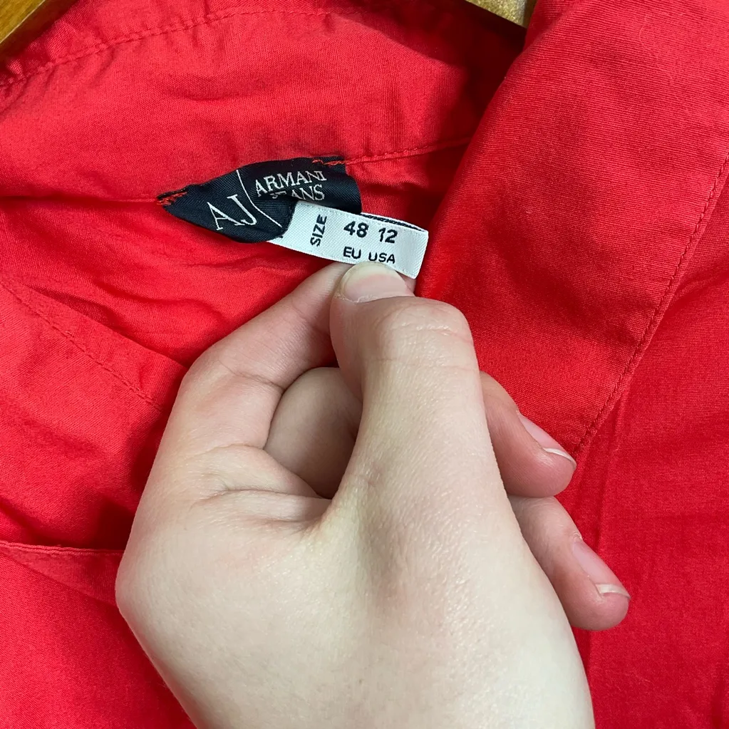 Armani Jeans Red Button Down Top Size 12 - Image 5
