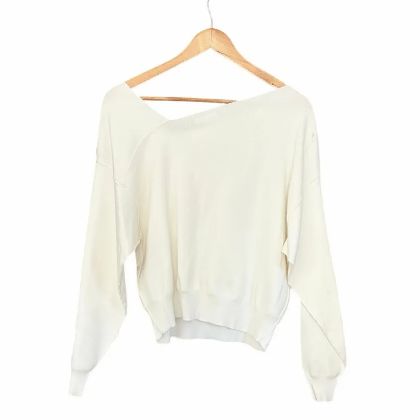 Line and Dot Favorite Off Shoulder Sweater in White Medium - Image 3