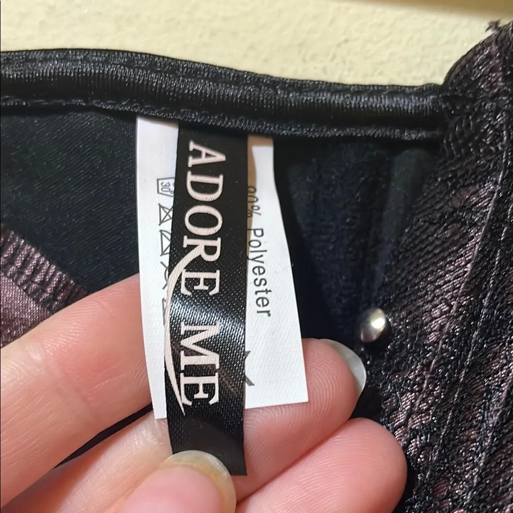 Womens New Adore Me Eggplant Elegant Black and Purple Corset - Image 4