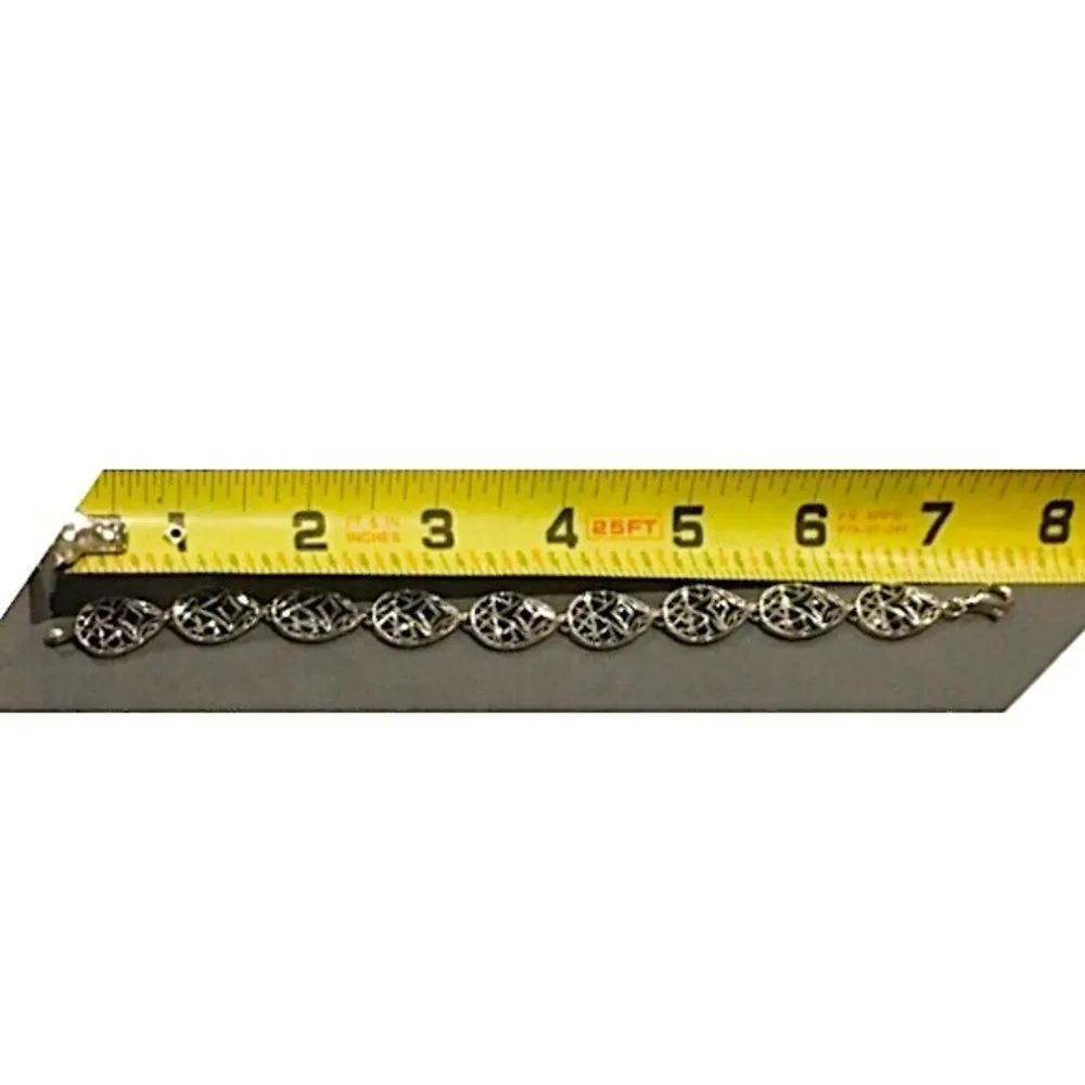 Black Onyx & Sterling Silver Filigree Bracelet - Image 9