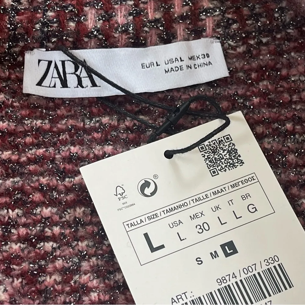 Zara Women's PLAID CHECK TWEED KNIT OVERSHIRT JACKET & SKIRT SET Sz L NWT RARE - Image 15