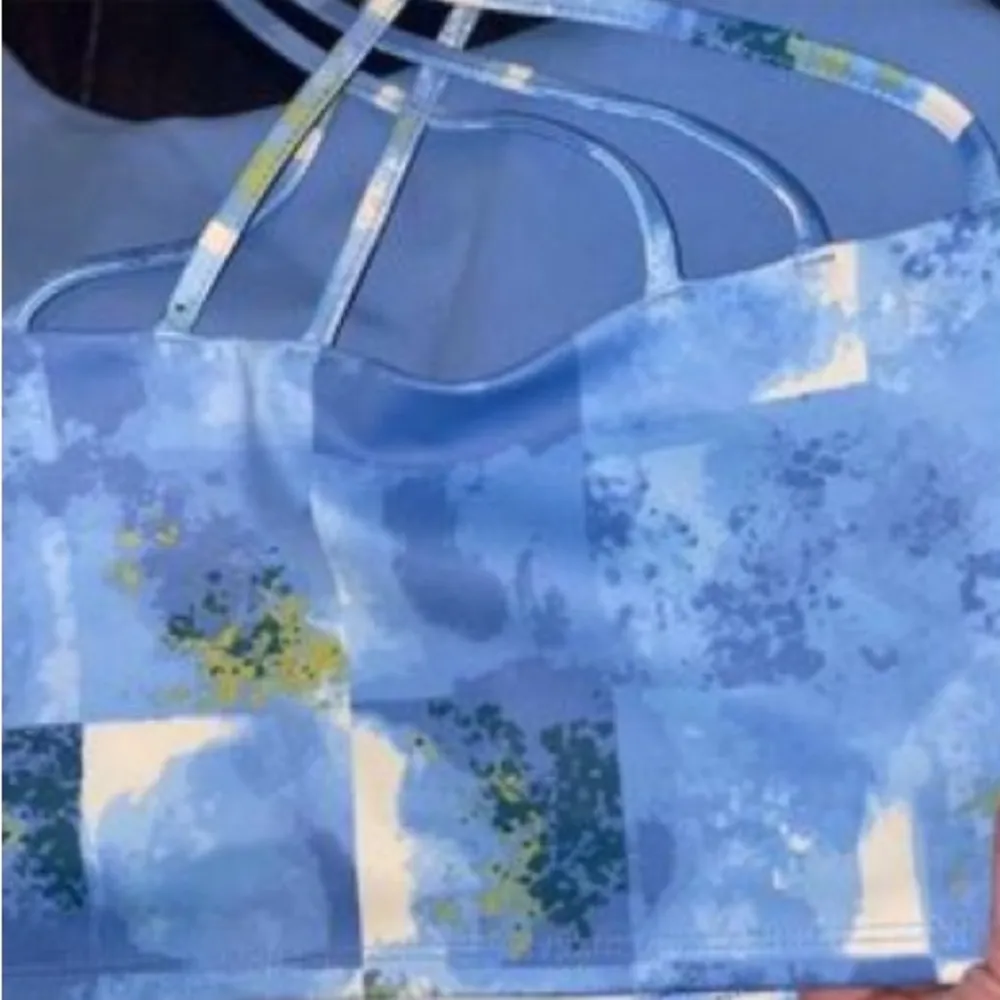 DIP Take It Easy Printed Sports Bra Blue/Cream Size 1X Strappy Back - Image 5