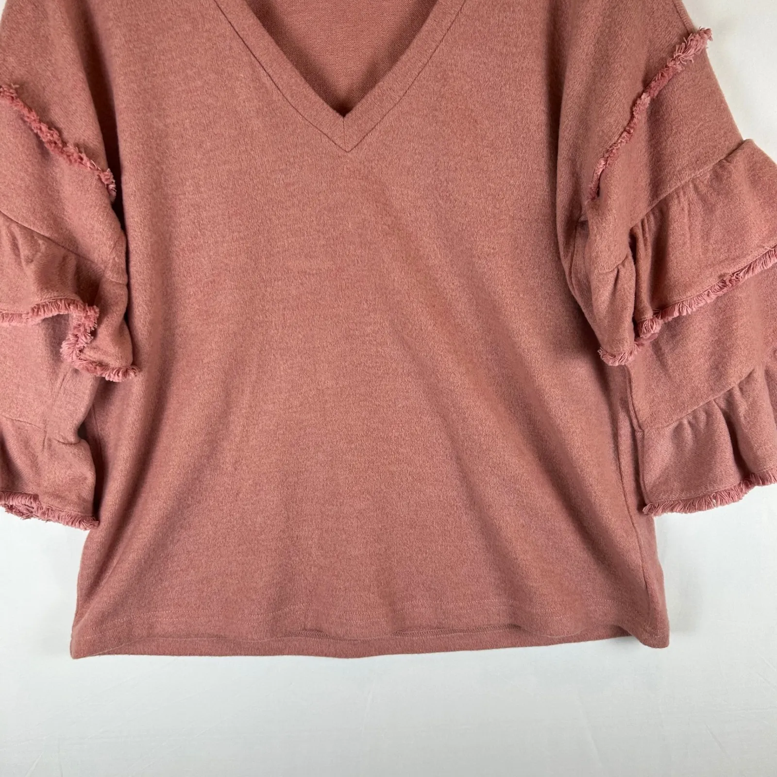 Miss Me Women's‎ Medium Pink Ruffle Sleeve V-Neck Top Blouse Casual - Image 7