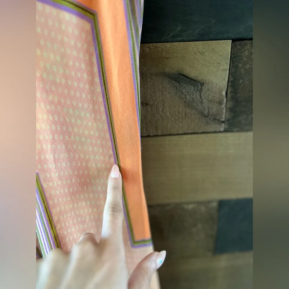 Vintage 90s Tangerine & Red Reversible Floral + Geometric Mesh Maxi Dress - Image 14