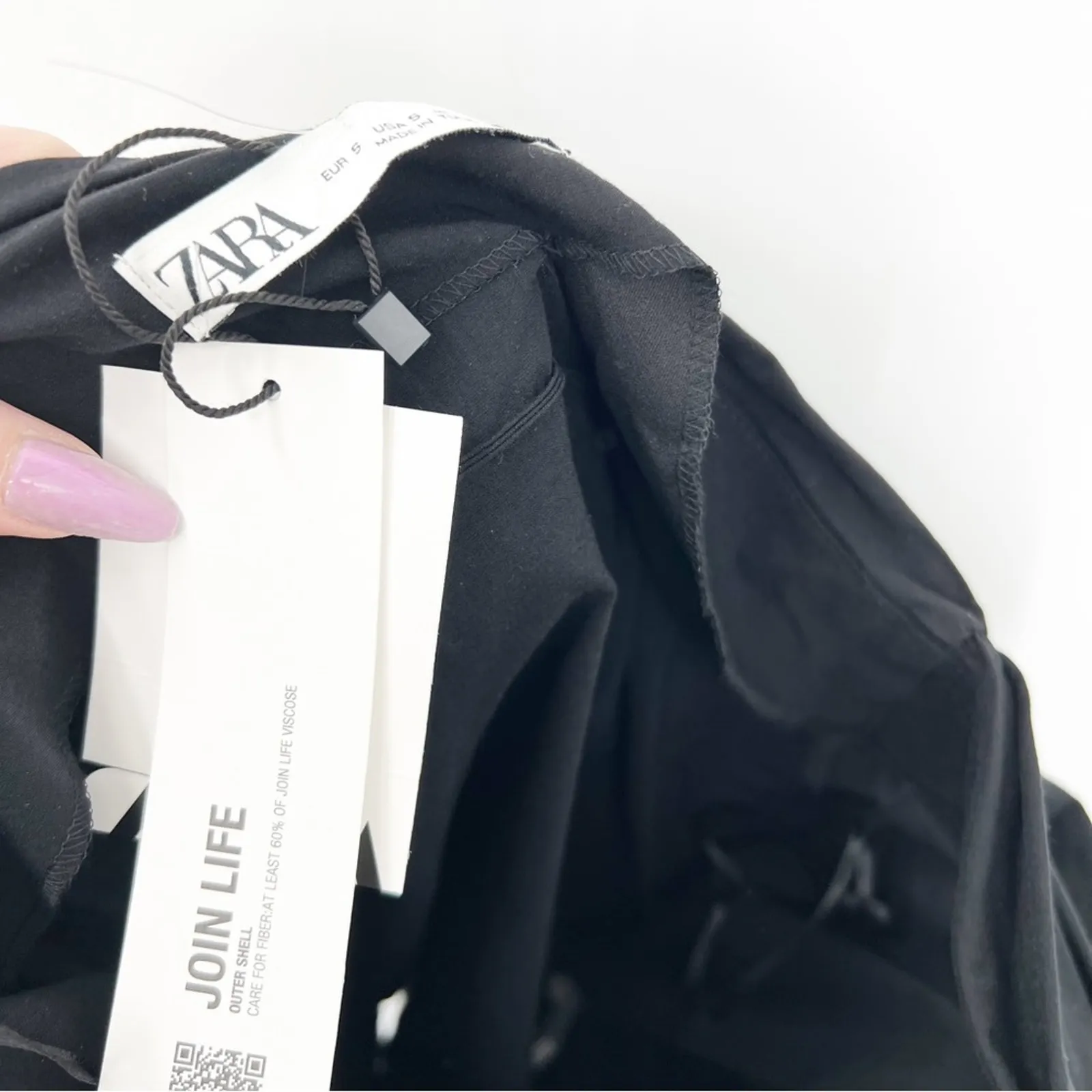 NWT ZARA Cut Out Gathered Mini Skirt S Black‎ - Image 6