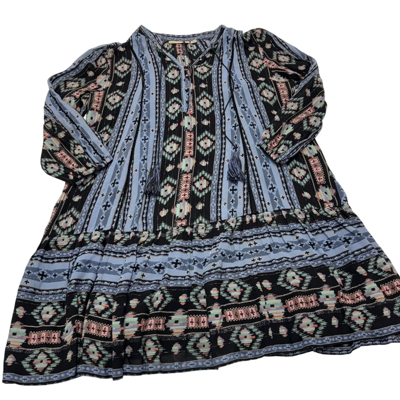 Anthropologie‎ Holding Horses Dress Womens Medium Blue Boho Prairie Winter Moon - Image 2