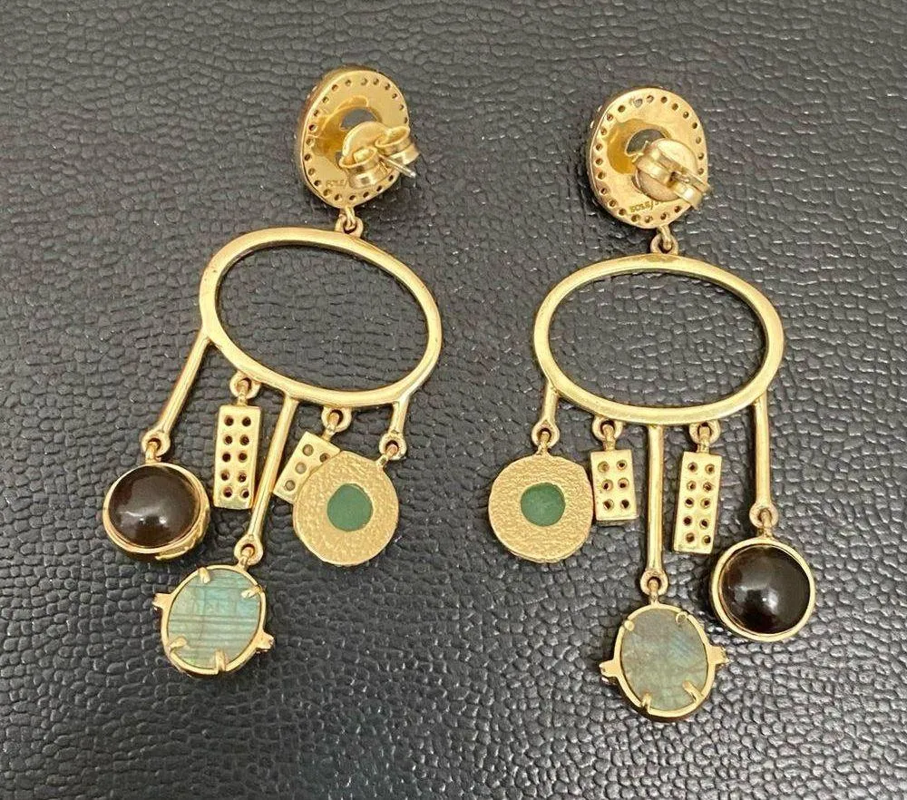 SOLE/SOCIETY Genuine Semi-Precious Stones Gemstone Gold-tone Chandelier Earrings - Image 7