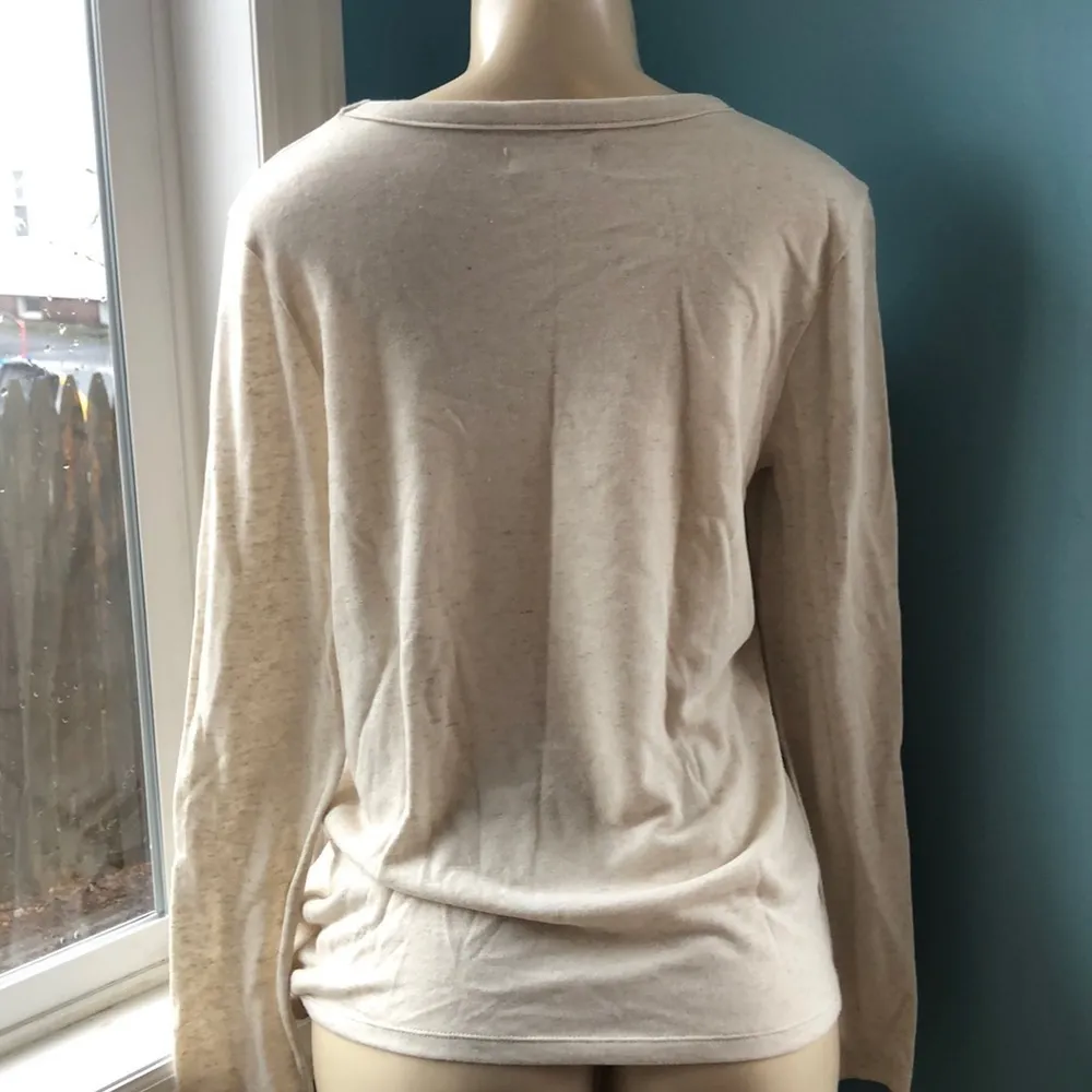 Madewell Women’s Linen Blend Waist Tie Casual Top Cute Shirt Medium Cream - Image 3