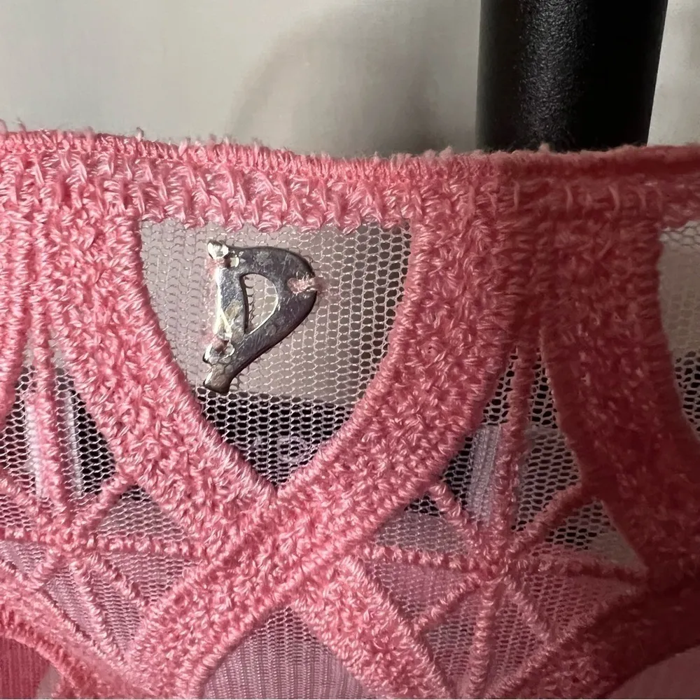 Dondup Camica Prunella Embroidered Mesh Pink Crop Top 44 Size L - Image 6