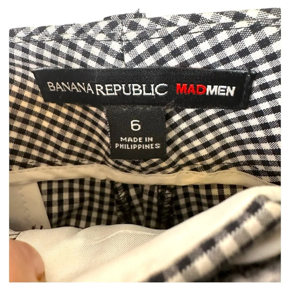 Banana Republic Pants Womens 6 Mad Men Checkered Black White Dress Straight Leg - Image 3