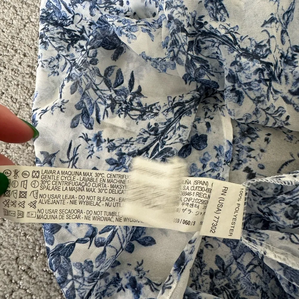 Zara Blue Chinoiserie Button-Down Top - Image 6