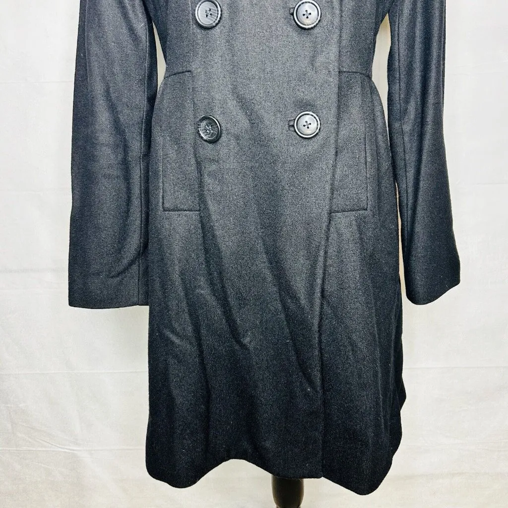 Banana Republic Wool Blend Long Black Dress Coat Women's Size S - Image 3
