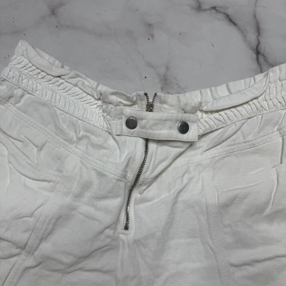 SEA New York White Cream Nyla Twill Shorts Size 16 Raw Hem Elastic Waist - Image 5