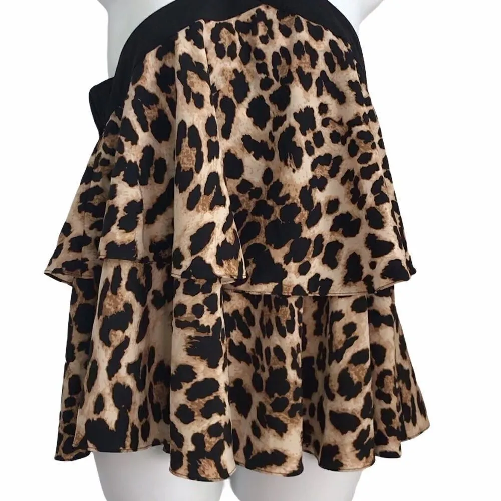 Bloomingdale’s Leopard Print Criss Cross Ruffle Tired Flowy Halter Top M NWT Brown Size M - Image 12