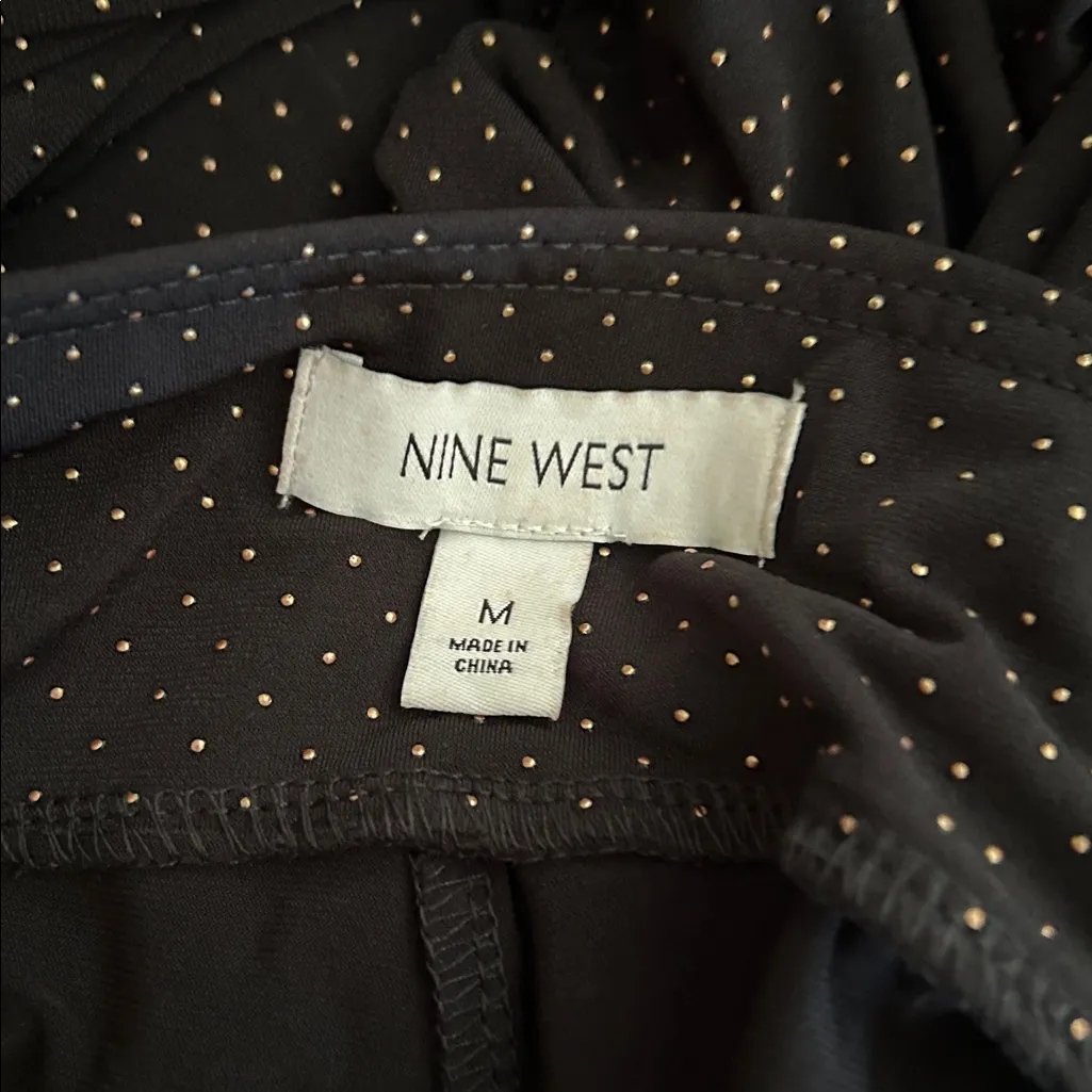 Nine West black gold studded wide leg flowy palazzo pull on pants NWT medium - Image 14