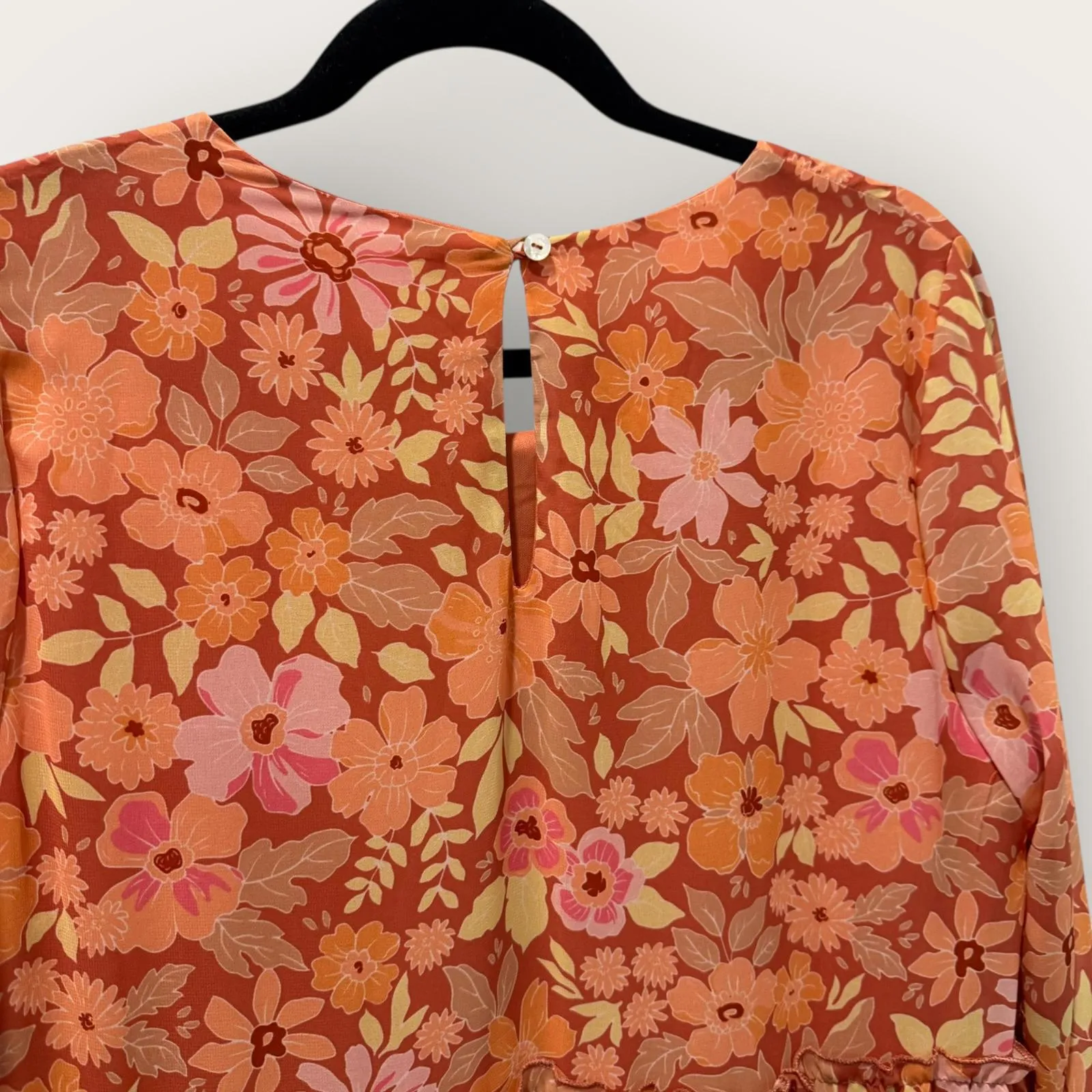 Blue Heaven Women's Acrylic Knit Cardigan Women's Sweater M/L Boho Fall Orange Size L - Image 9