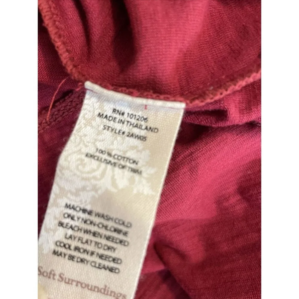 Soft Surroundings Dark Red Long Sleeve Tunic Women’s Shirt Embellished M - Image 6