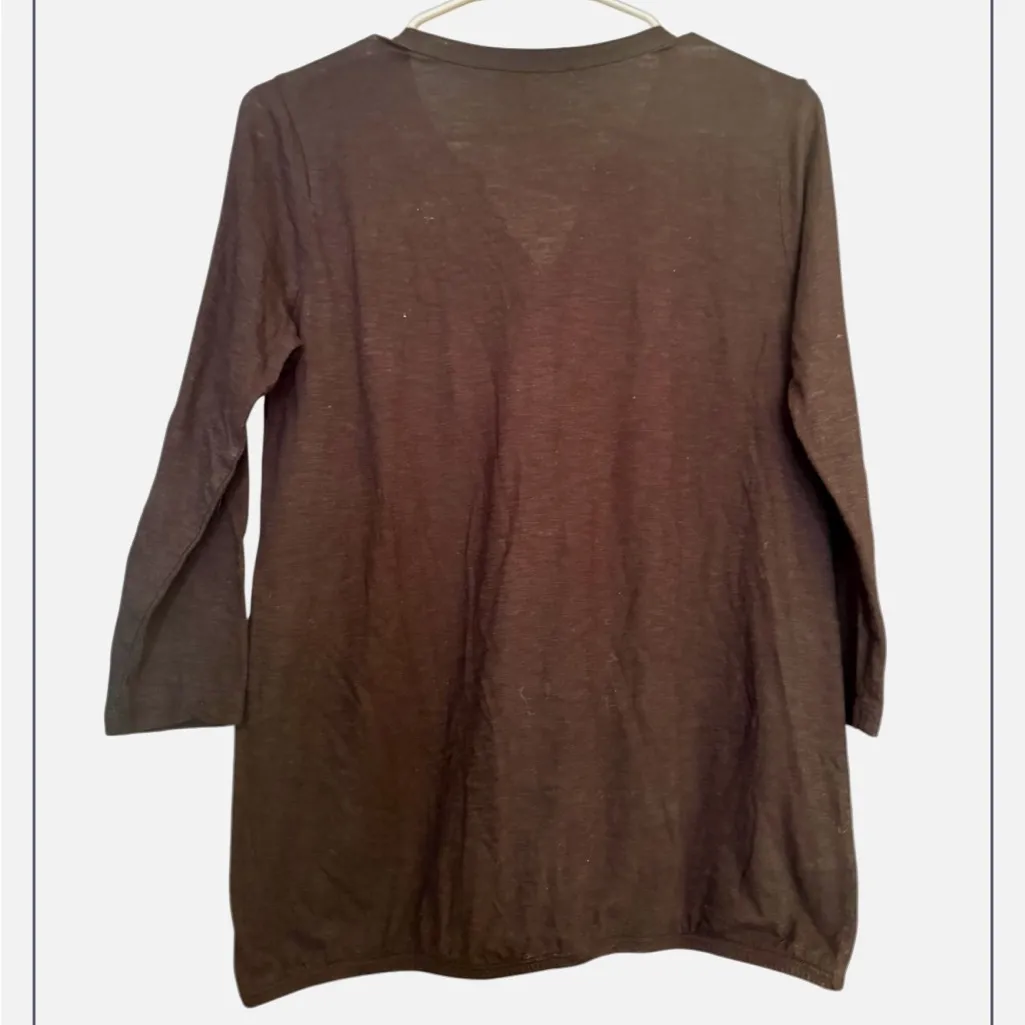 LOFT Black  Split V Button-Front Top NWOT - Image 2