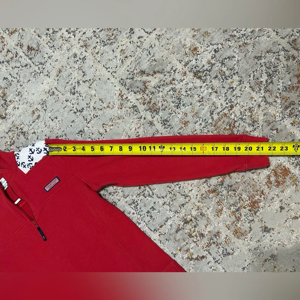 VINEYARD VINES Red white blue Shep Sweatshirt Shirt 1/4 Zip Eyelet Anchor XS - Image 8