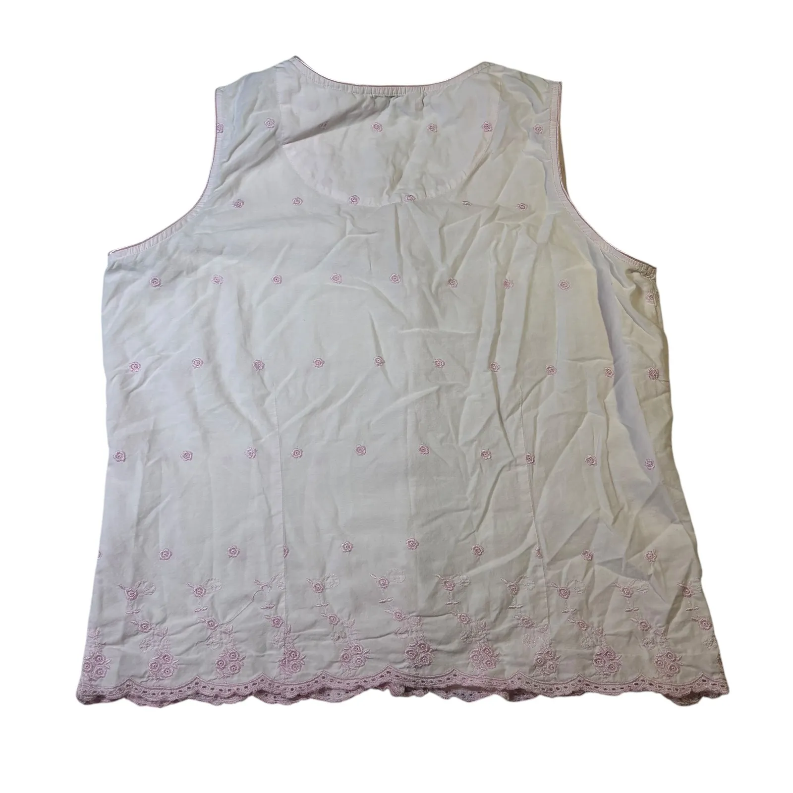 Delicates Womens Large Pajama Set Sleepwear Embroidered‎ Roses Pink Cotton - Image 8